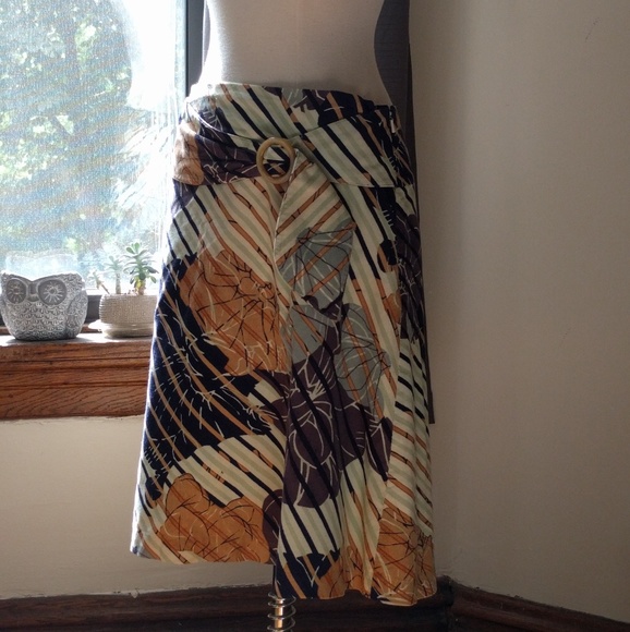 Anthropologie Odille floral corduroy belted skirt - Picture 3 of 5